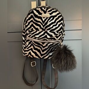 Justice Black and White Zebra Print Backpack